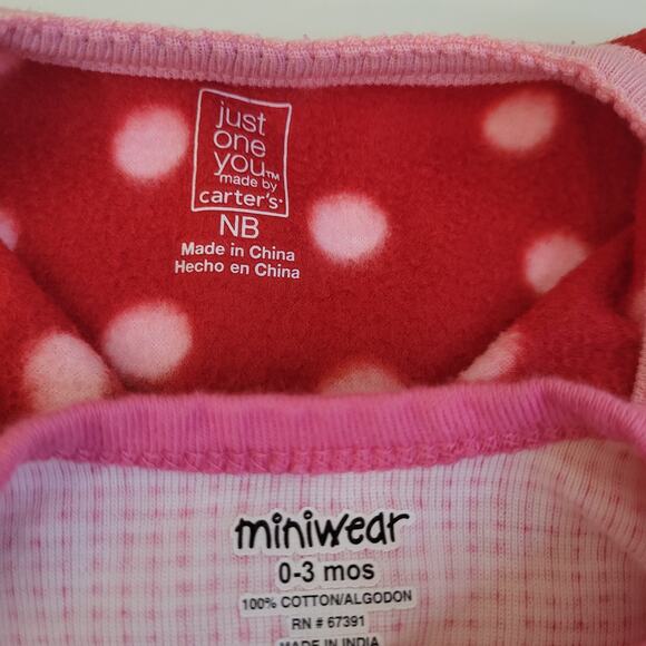 Lot of 14 Baby Girl Clothes Newborn–9M Mixed Brands Bodysuits Pants Pajamas - Picture 15 of 16